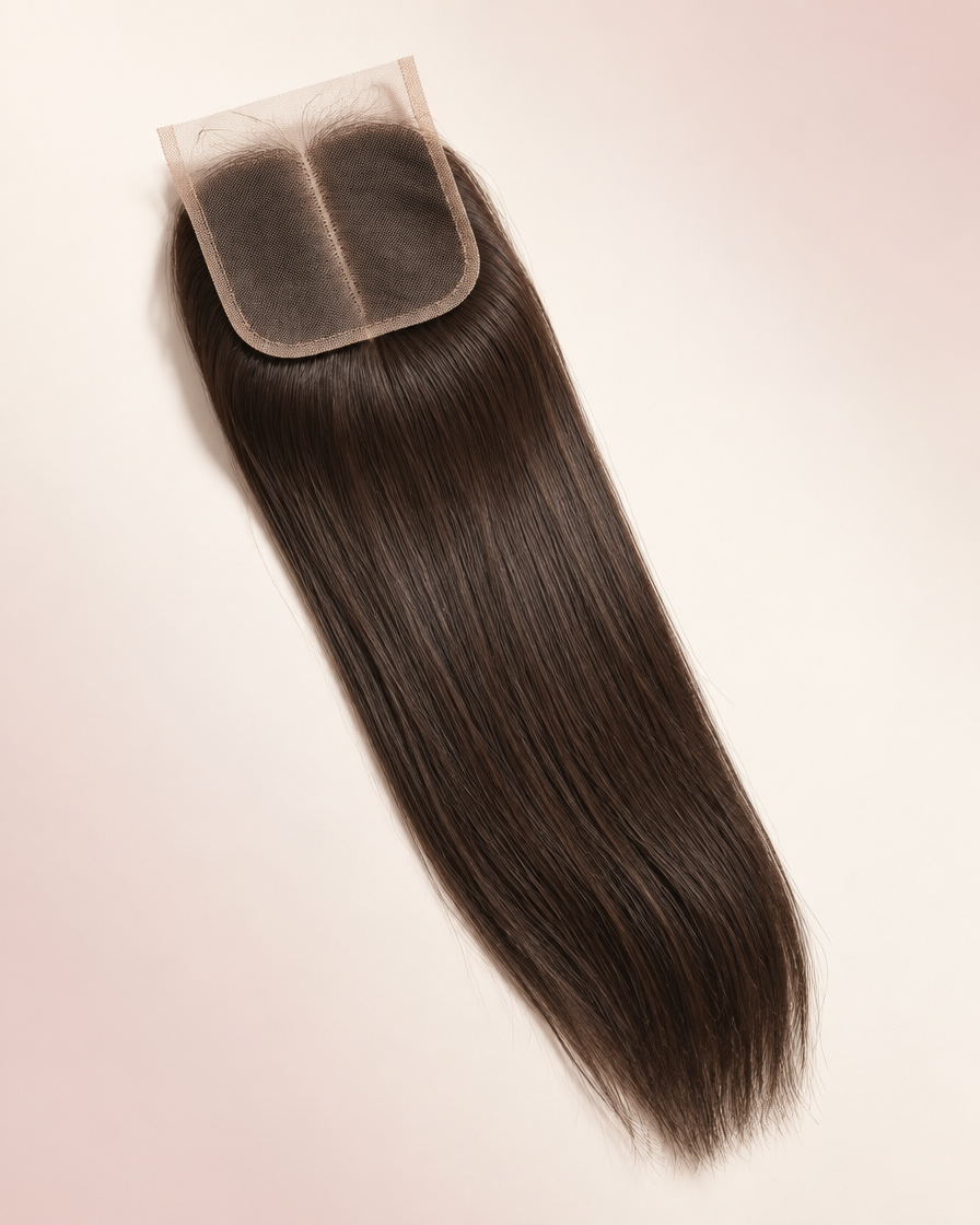 Lace Closure 4x4 — straight dark hair lace closure piece