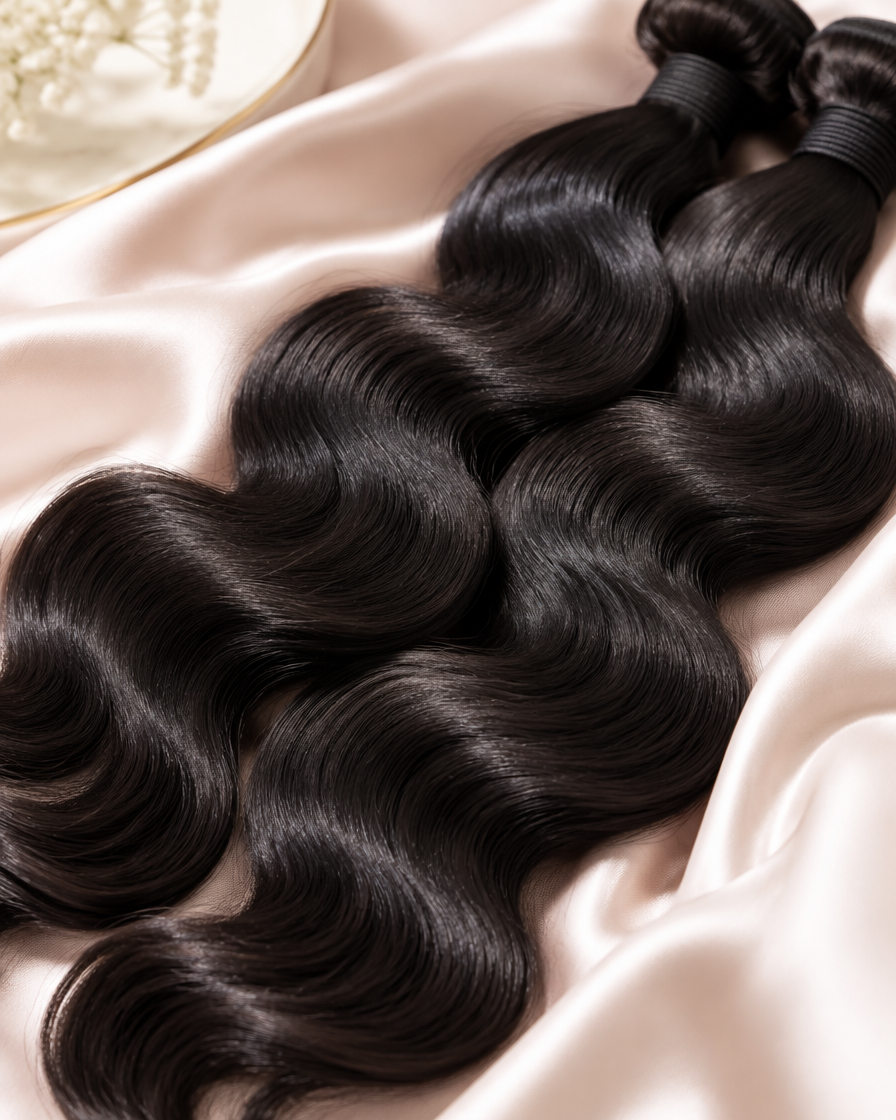 Ocean Body Wave — natural black body wave hair extensions — second view