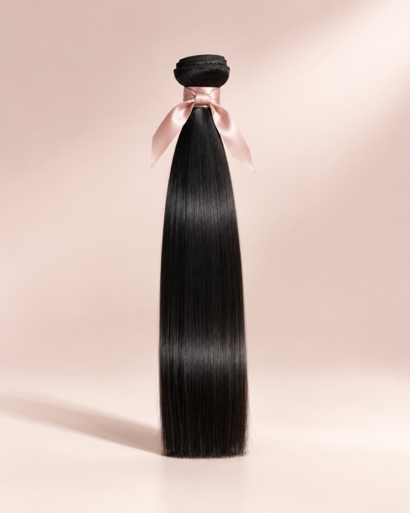 Silk Straight Bundle — glossy straight jet black hair extensions