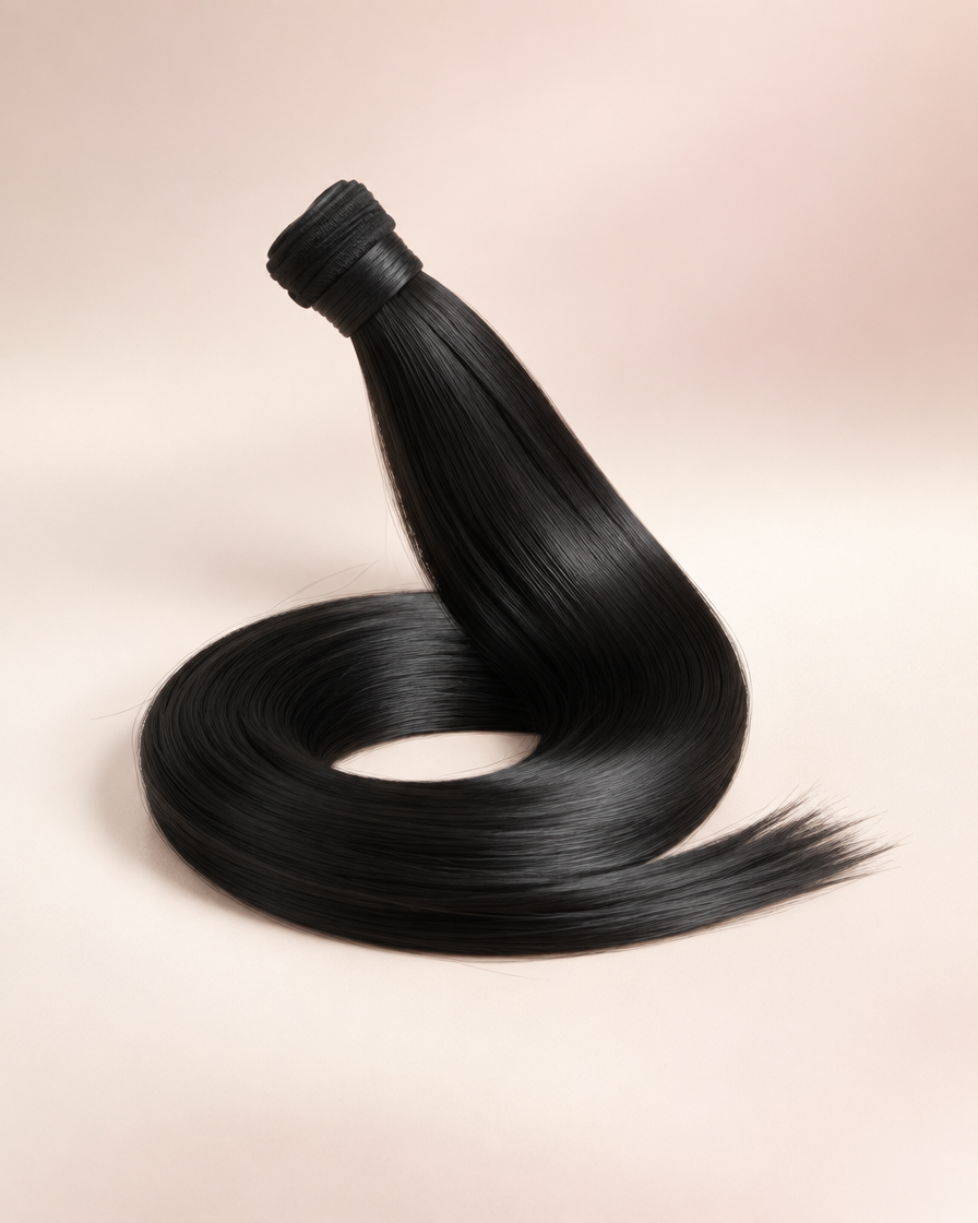 Jet Straight Ponytail — sleek jet black ponytail hair extension