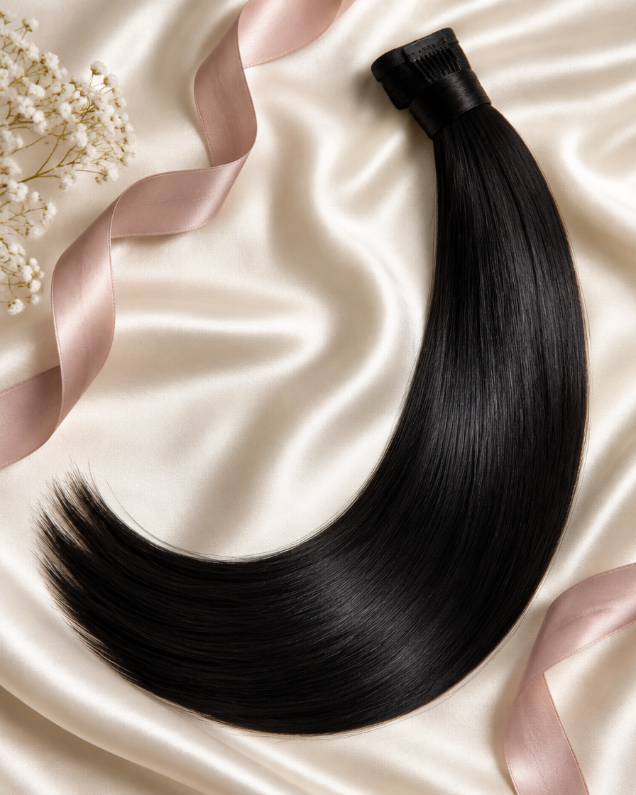 Jet Straight Ponytail — sleek jet black ponytail hair extension — second view